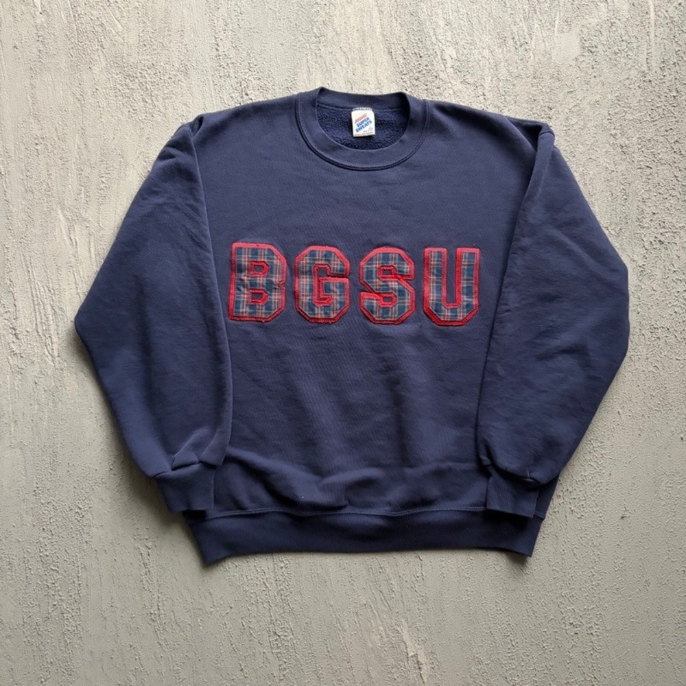 Vintage Bowling Green University Sweatshirt Large Blue 1990s Plaid